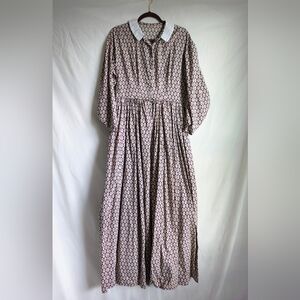 Vintage Handmade Cotton Floral Prairie Maxi Dress | M | Full Sweep